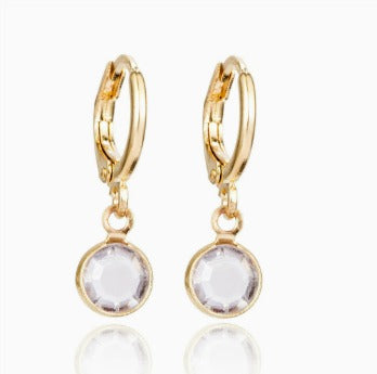 Vintage Gold Crystal Round Earrings