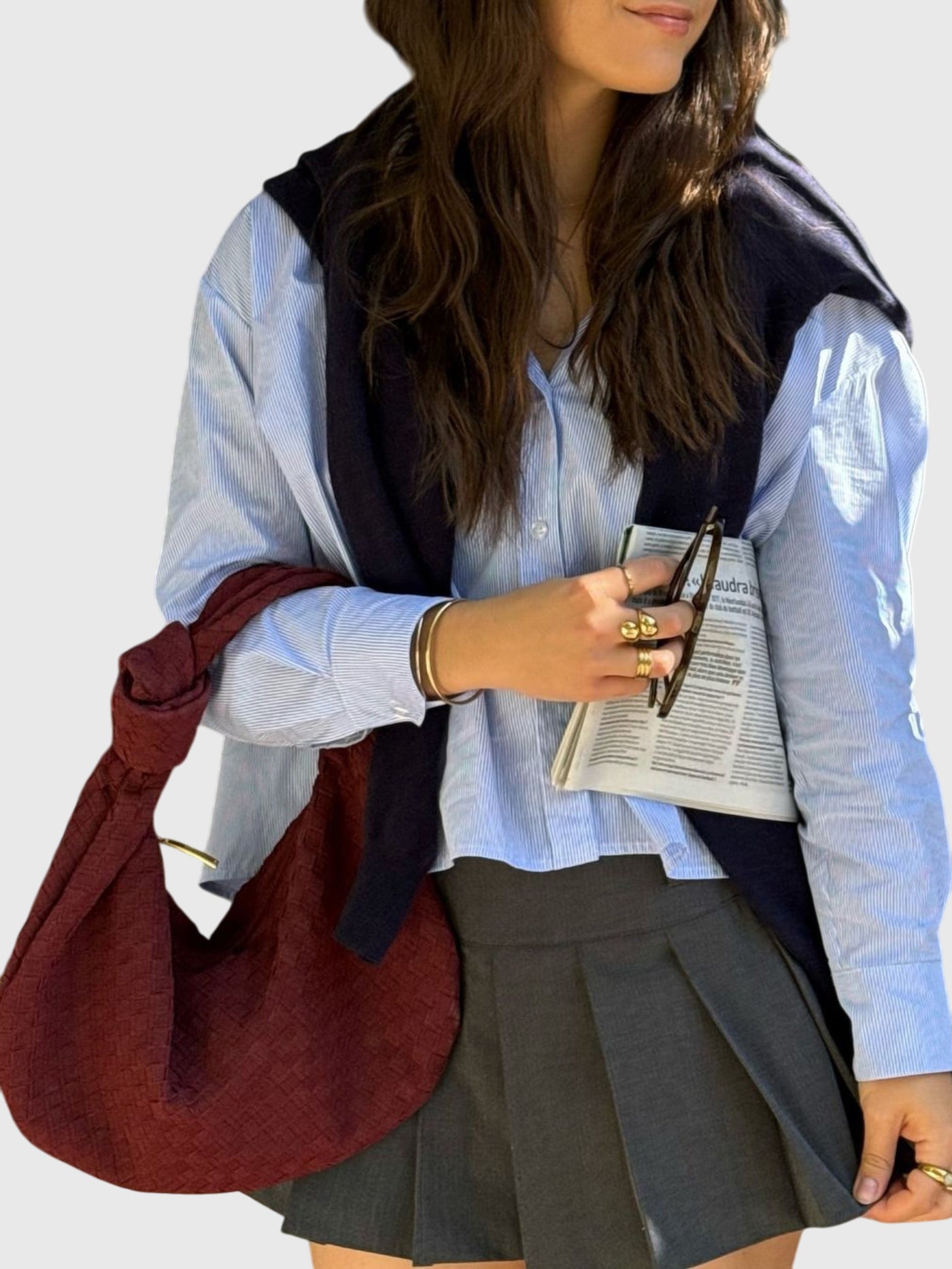 Celeste | Medium Woven Suede Bag with Knot