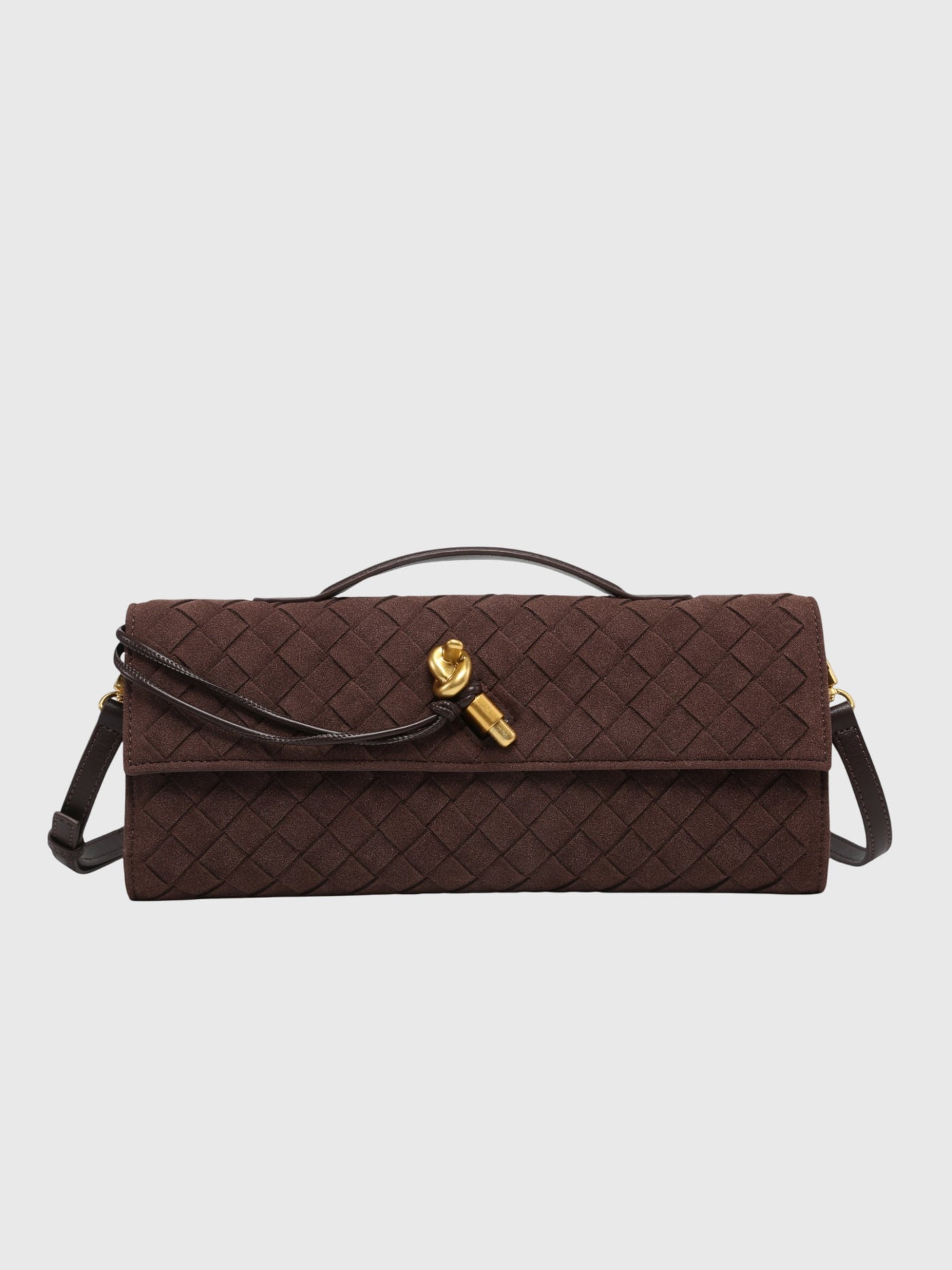 Cherry | Luxury Suede Intrecciato Clutch
