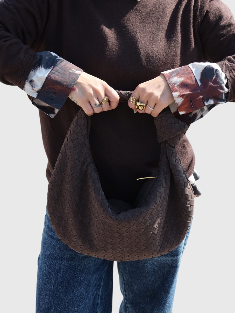 Celeste | Medium Woven Suede Bag with Knot