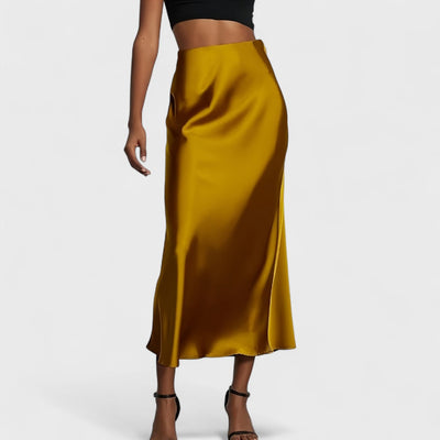 Sasha - High-Waisted Midi Skirt in Satin for Women