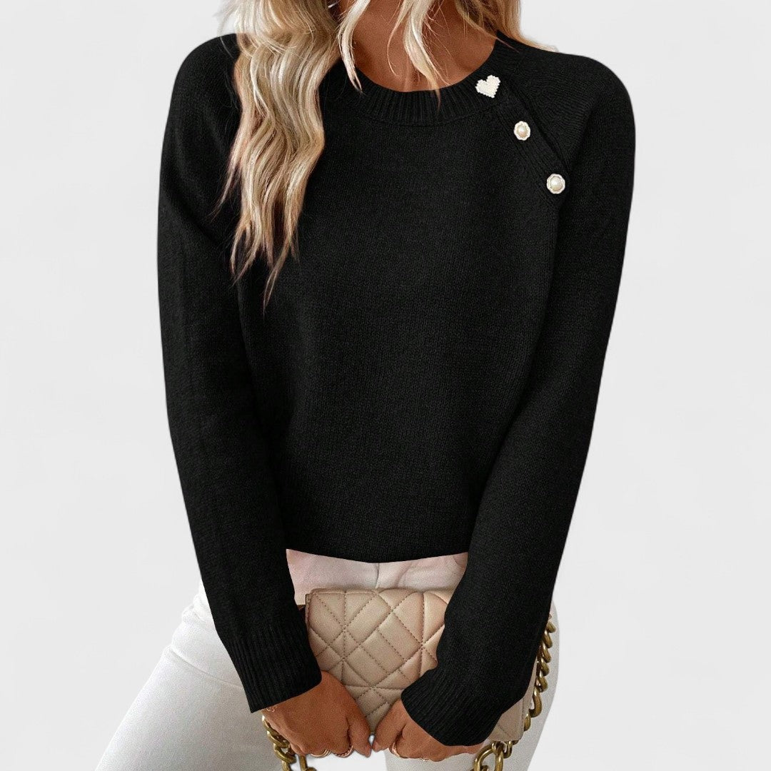 Roxanne - Elegant Women's Asymmetrical One-Shoulder Sweater with Buttons