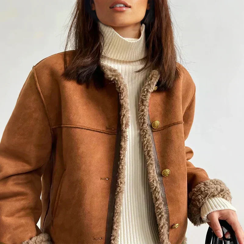 Isabella Faux Fur Button Jacket