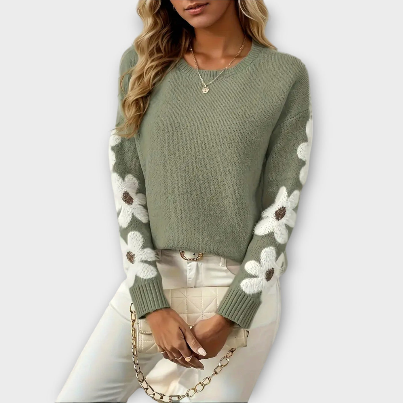 Silke - Soft Jumper with Floral Design
