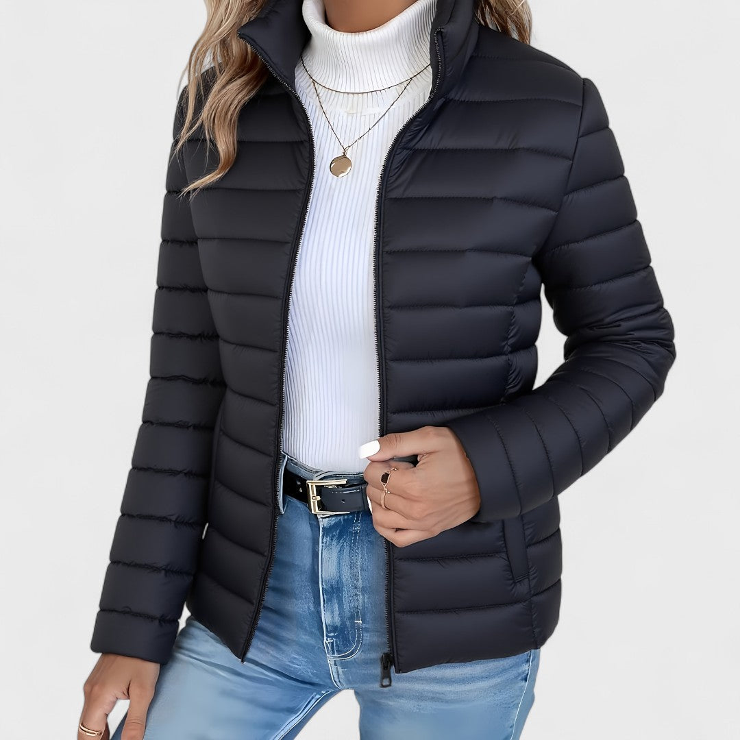 Philipa - Elegant Long Jacket with High Collar