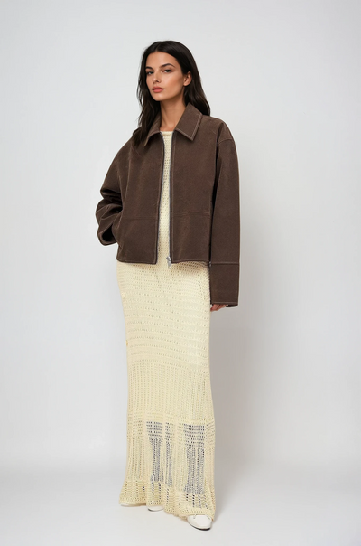 VALIRA Zip Jacket in Faux Suede