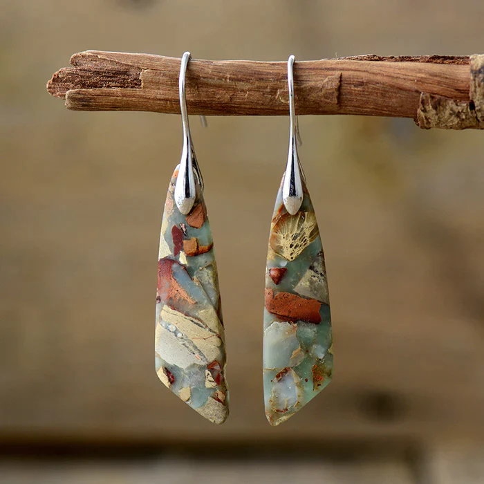 Vintage earrings with natural stone