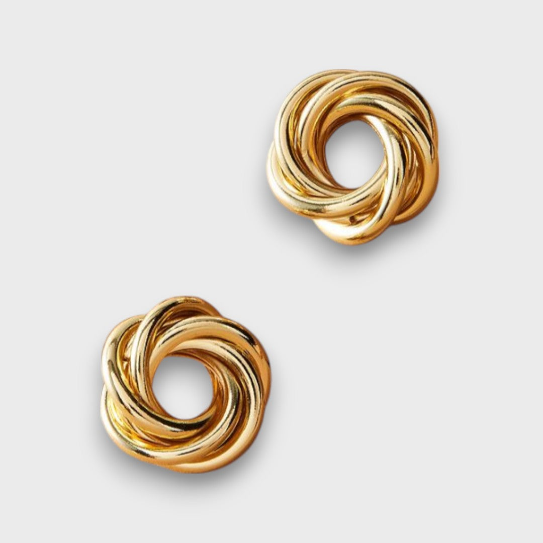 Auriane – Intertwined Stud Earrings with Golden Knot