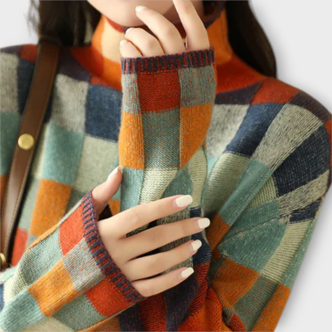 Erika - Patchwork High Neck Sweater