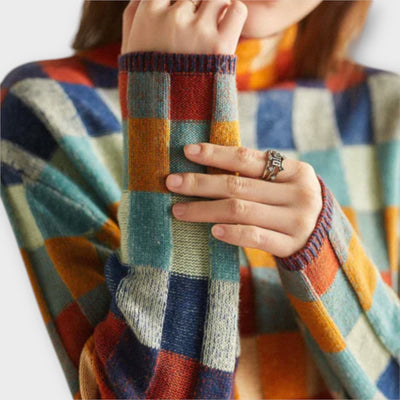 Erika - Patchwork High Neck Sweater