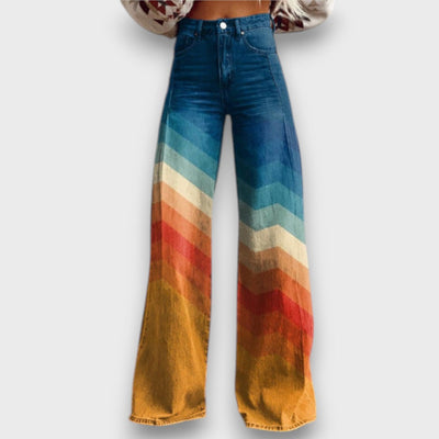 Zamira – Wide-leg trousers with retro zigzag in colour gradient