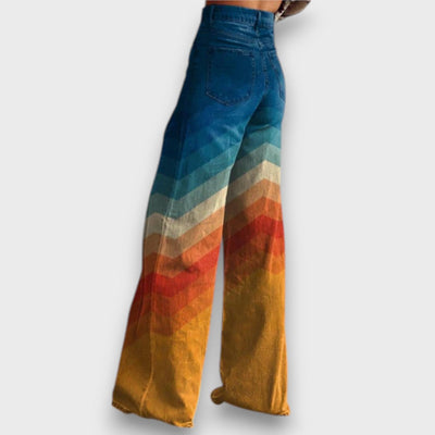 Zamira – Wide-leg trousers with retro zigzag in colour gradient