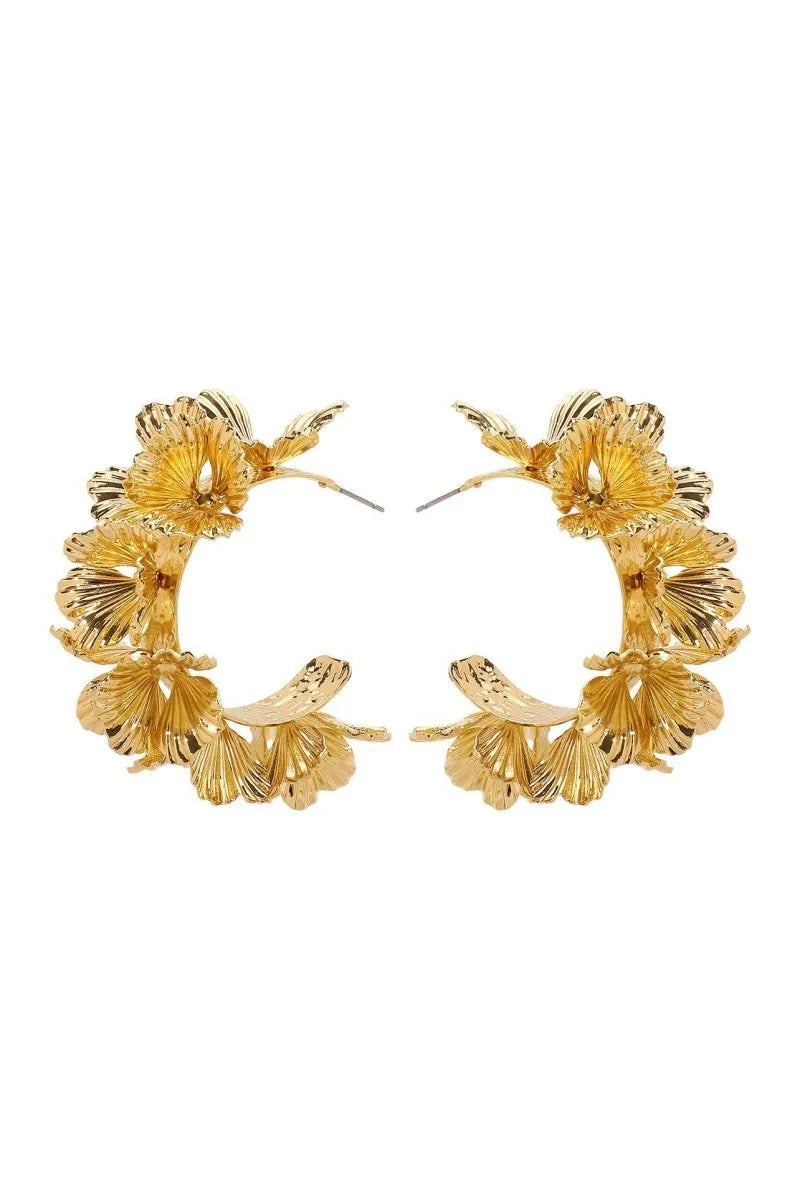 Hadley | C-Shaped Earrings with Floral Design