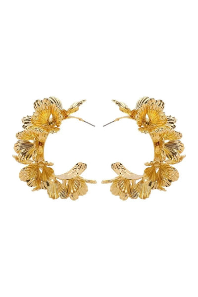 Hadley | C-Shaped Earrings with Floral Design