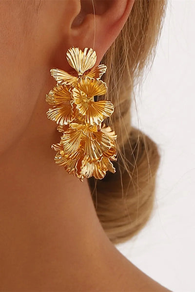 Hadley | C-Shaped Earrings with Floral Design