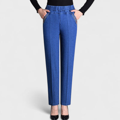 Maira - Women's Jeans with Side Pockets and Elastic Waist