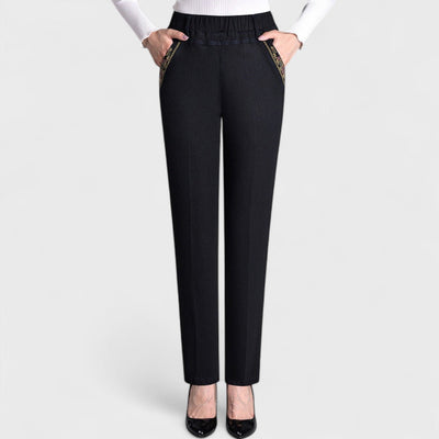 Elisa - Women's Jeans with Side Pockets and Elastic Waist