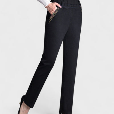 Maira - Women's Jeans with Side Pockets and Elastic Waist