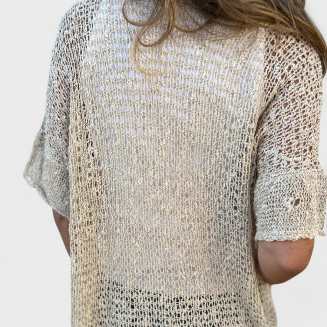 Varrea - Women's Plain Knit Top with One Button