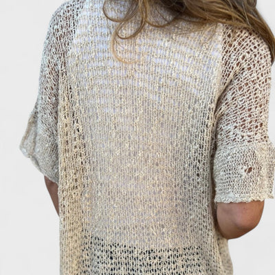 Varrea - Women's Plain Knit Top with One Button