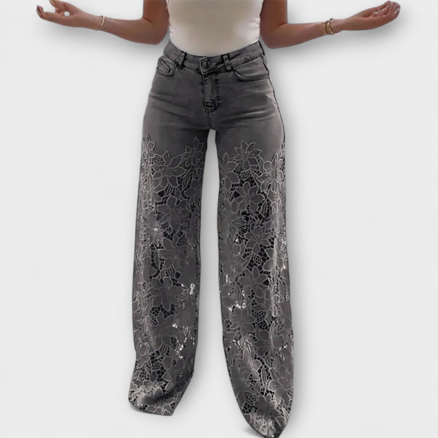 Trendy Patchwork Lace Jeans